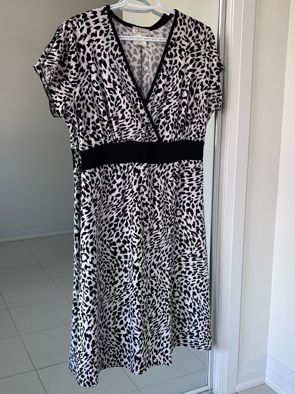 Jessica Black and White Patterned Midi Dress